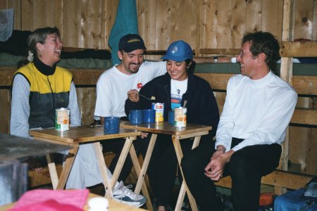 Inside the first hut